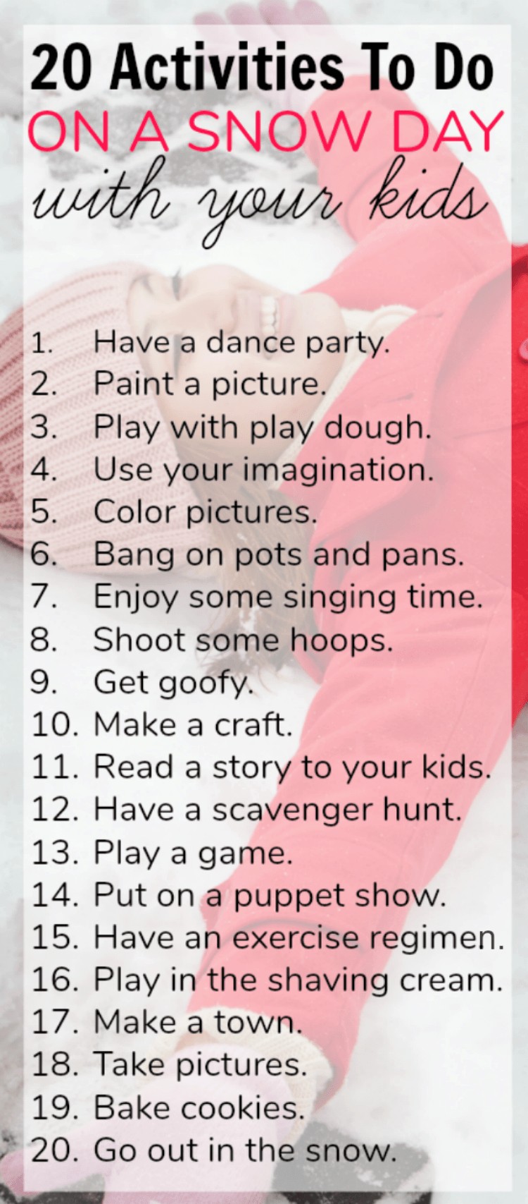 તમારા બાળકો સાથે કરવા માટે 20 મનોરંજક ઇન્ડોર સ્નો ડે પ્રવૃત્તિઓ